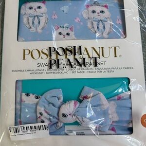 Posh Peanut Blue Cat Print Kids Matching Set